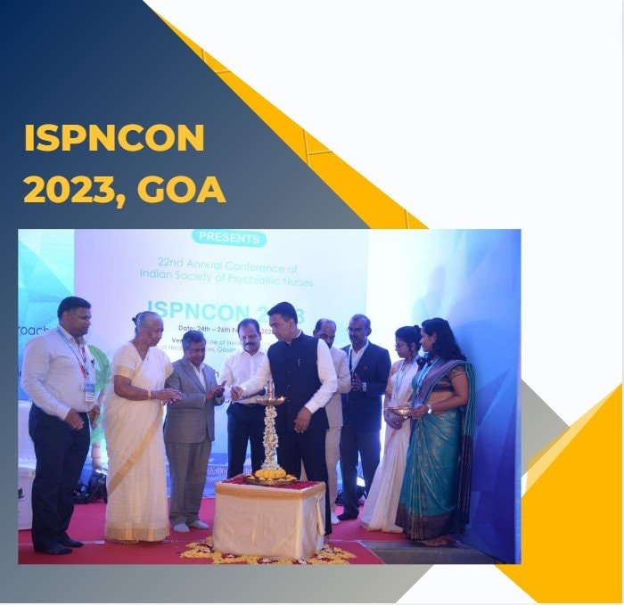 Image of goa chief minister lightening the candle on stage during ISPNCON 2023 conference